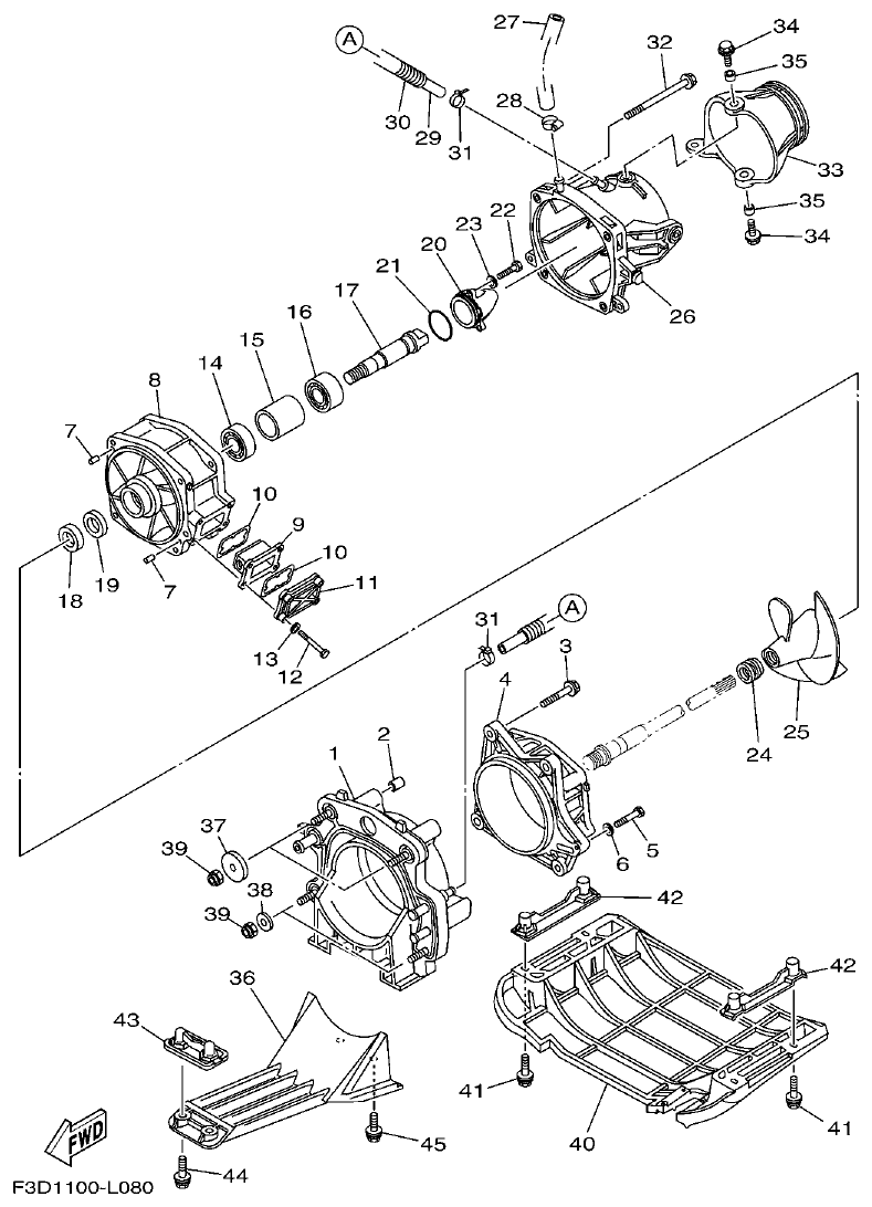 Yamaha F3D3 JET UNIT 1 parts diagram
